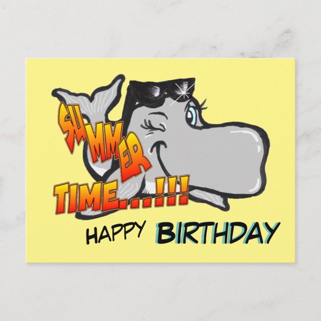 Postale Carte de bonne anniversaire Baleine Clin d'œil (Devant)