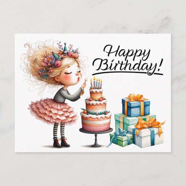 Postale Carte de Bonne Anniversaire Fille (Devant)