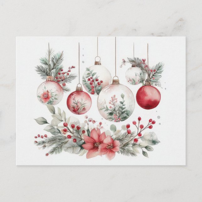 Postale Carte de boule de Noël festive et élégante (Devant)