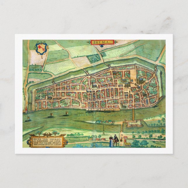 Postale Carte de Brême, de Civitates Orbis Terrarum par (Devant)