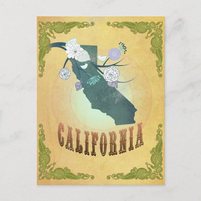 Postale Carte De Californie Avec De Beaux Oiseaux (Devant)