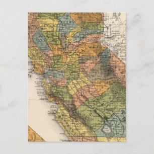 Postale Carte de Californie montrant les cantons et les ch