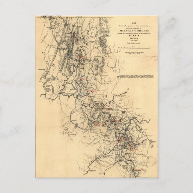 Postale Carte de campagne de la guerre civile Atlanta 1er  (Devant)