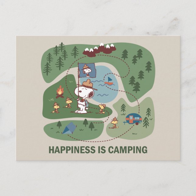 Postale Carte de camping de Snoopy & Woodstock | Peanuts (Devant)