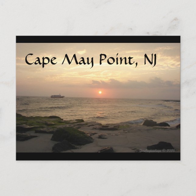 Postale Carte de Cape May Point, NJ au coucher du soleil (Devant)