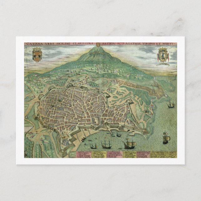 Postale Carte de Catane, de 'Civitates Orbis Terrarum' par (Devant)