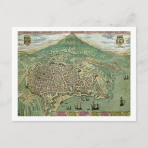 Postale Carte de Catane, de 'Civitates Orbis Terrarum' par