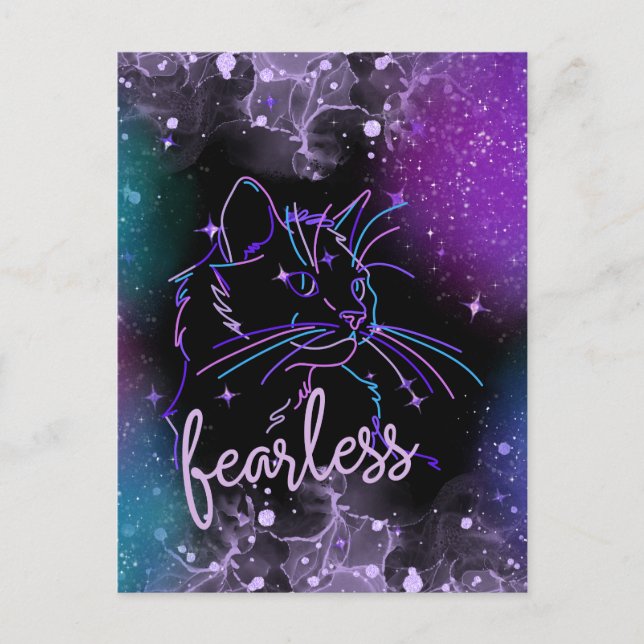 Postale Carte de chat Galaxy sans peur (Devant)