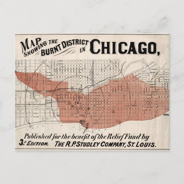 Postale Carte de Chicago à partir de 1871 après incendie R (Devant)