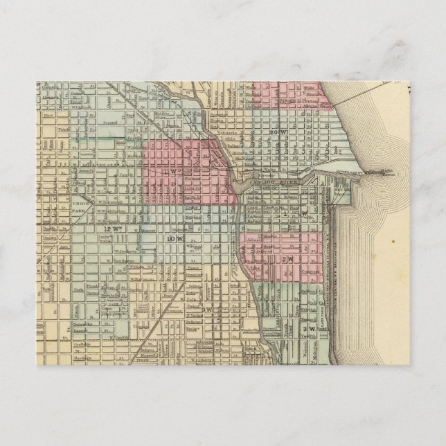Postale Carte de Chicago par Mitchell (Devant)