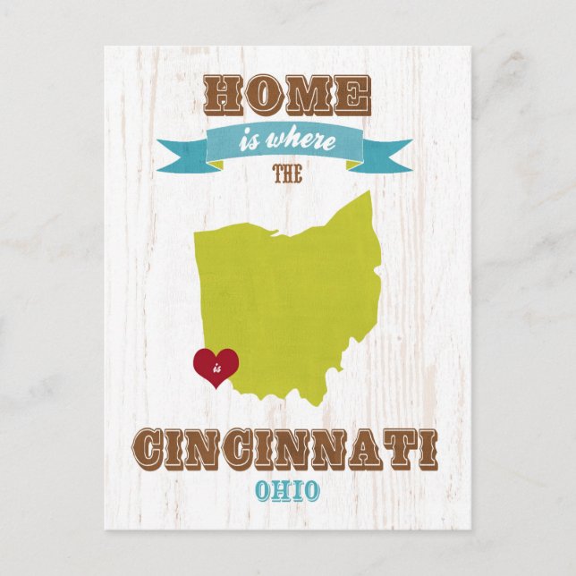 Postale Carte de Cincinnati, Ohio - La Maison Est Là Où Es (Devant)