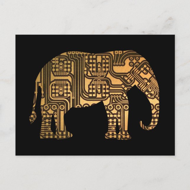 Postale Carte de circuit éléphant en cuivre (Devant)