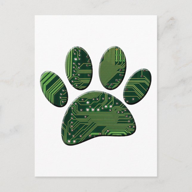 Postale Carte de circuit Pawprint Dog Art (Devant)