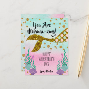 Postale Carte de classe Mermaid Valentine's - taille carte