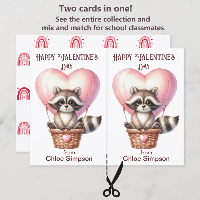 Postale Carte de classe Saint-Valentin pour enfant Raccoon (Créateur téléchargé)