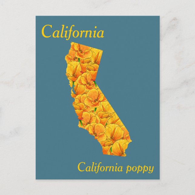 Postale Carte de collage des fleurs de l'État de Californi (Devant)