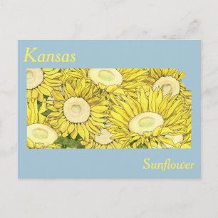 Postale Carte de collage des fleurs de l'État du Kansas