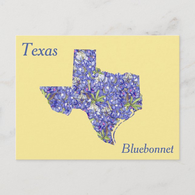 Postale Carte de collage des fleurs de l'État du Texas (Devant)