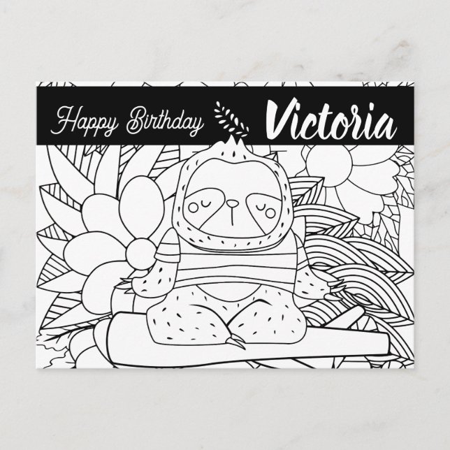 Postale Carte de coloriage florale d'anniversaire de pares (Devant)