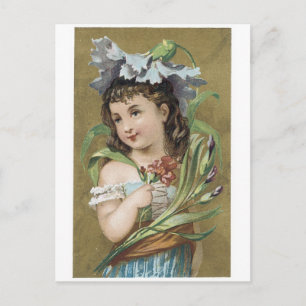 Postale Carte de commerce Little Girl with Flowers