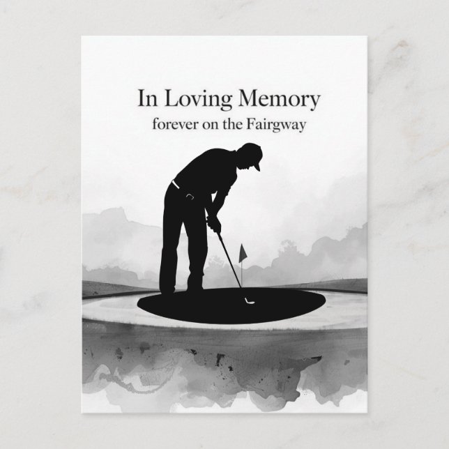 Postale Carte de condoléances Golf Noir et Blanc Golf Déso (Devant)