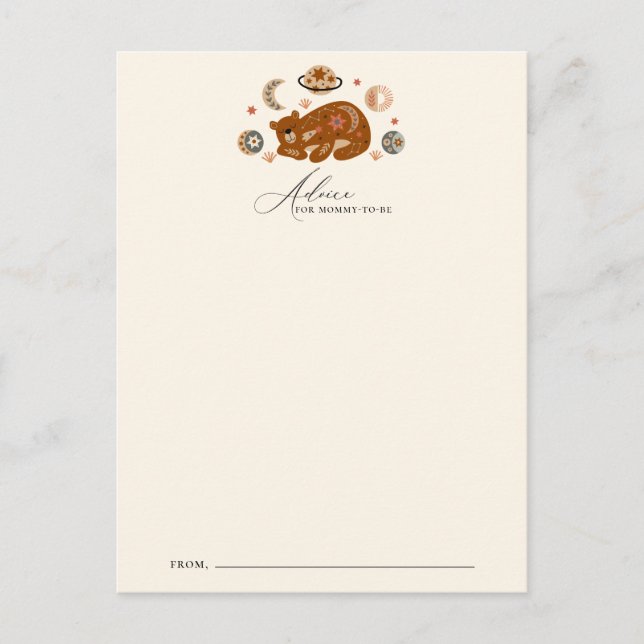 Postale Carte de conseil Baby shower à thème Ours céleste (Devant)