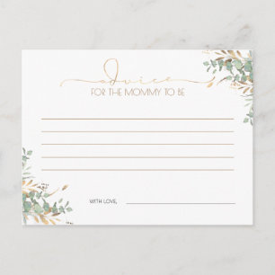 Postale Carte de conseil Baby shower Gold Green