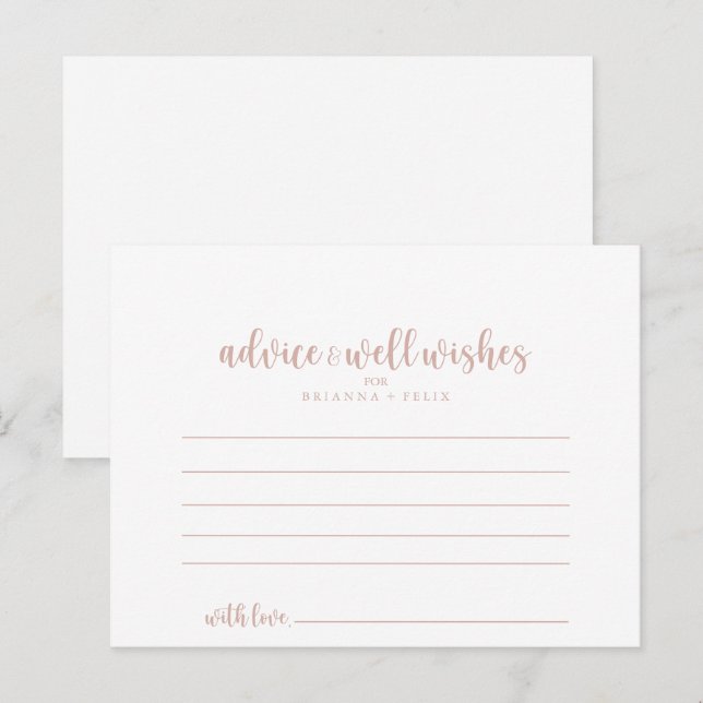 Postale Carte de conseil du Mariage rose Gold Calligraphy (Devant / Derrière)