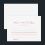 Postale Carte de conseil du Mariage rose Gold Calligraphy<br><div class="desc">Cette carte de conseil mariage en calligraphie or rose est parfaite pour un mariage moderne. Le design sobre et élégant présente une typographie classique et sophistiquée en or rose et blanc.Ces cartes sont parfaites pour un mariage, douche nuptiale, baby shower, fête de remise de diplômes et plus encore. Personnalisez les...</div>