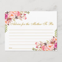 Carte de conseil Floral Rose Blush Gold Baby showe