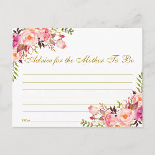 Postale Carte de conseil Floral Rose Blush Gold Baby showe