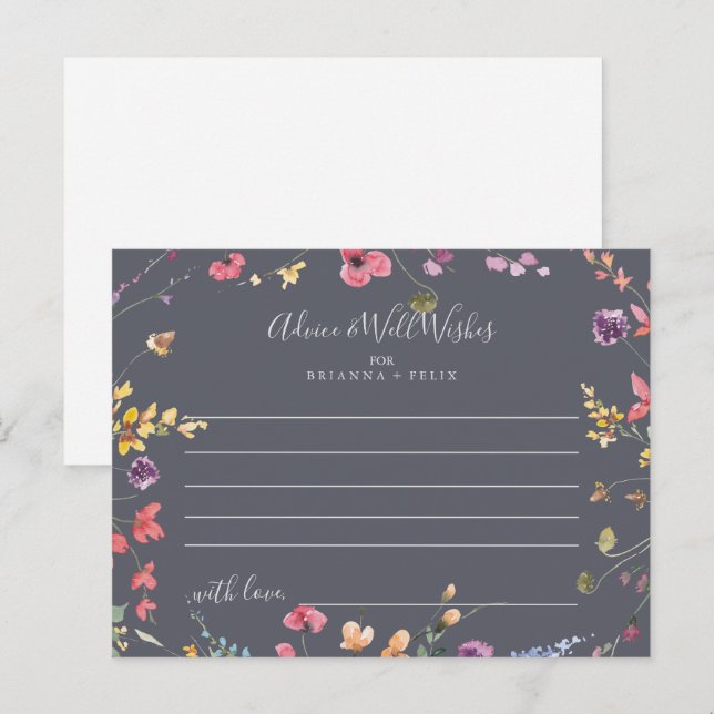 Postale Carte de conseil Mariage classique bleu sauvage (Devant / Derrière)