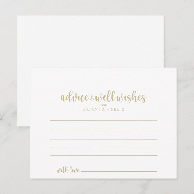 Postale Carte de conseil Mariage de calligraphie minimalis (Devant / Derrière)