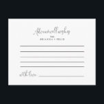 Postale Carte de conseil Mariage de script fantaisie Calli<br><div class="desc">Cette carte de conseil mariage de script fantaisie de calligraphie est parfaite pour un mariage moderne. Le design sobre et élégant présente une typographie de script classique et sophistiquée en noir et blanc. Ces cartes sont parfaites pour un mariage, une douche nuptiale, un baby shower, une fête de remise de...</div>