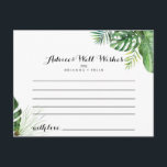 Postale Carte de conseil Mariage Destination Tropical Gree<br><div class="desc">Cette carte de conseil mariage de destination verte tropicale conviendra parfaitement à un mariage simple. Le design se compose de palmiers verts aquarelés peints à la main et de feuilles de bananes soigneusement arrangés en de beaux bouquets. Ces cartes sont parfaites pour un mariage, une douche nuptiale, un baby shower,...</div>