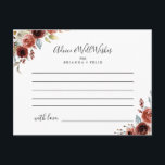 Postale Carte de conseil Mariage Floral Élégante Spring<br><div class="desc">Cette carte de conseil mariage florale et élégante printemps est parfaite pour un mariage simple. Le design est composé de belles fleurs peintes à la main rose, rousse, bleue et bordeaux, associées à un feuillage vert. Ces cartes sont parfaites pour un mariage, une douche nuptiale, un baby shower, une fête...</div>