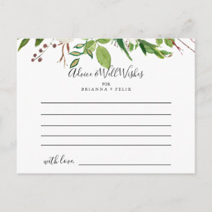 Postale Carte de conseil Mariage Floral White Winter Peony
