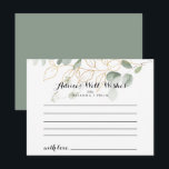 Postale Carte de conseil Mariage Gold Green Foligraphy<br><div class="desc">Cette carte de conseil mariage de calligraphie vert or est parfaite pour un mariage moderne. Cette conception artistique présente une aquarelle dessinée à la main or et feuillage vert, inspirant la beauté naturelle. Ces cartes sont parfaites pour un mariage, une douche nuptiale, un baby shower, une fête de remise de...</div>