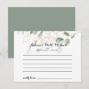 Postale Carte de conseil Mariage Gold Green Foligraphy
