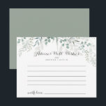Postale Carte de conseil minimaliste pour Mariage Eucalypt<br><div class="desc">Cette carte de conseil minimaliste pour mariage d'eucalyptus vert est parfaite pour un mariage moderne. Le design comprend des feuilles d'eucalyptus verts et élégants à l'aquarelle. Ces cartes sont parfaites pour un mariage, une douche nuptiale, un baby shower, une fête de remise de diplômes et plus encore. Personnalisez les cartes...</div>
