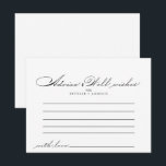Postale Carte de conseils de mariage à calligraphie élégan<br><div class="desc">Cette carte de conseils de mariage à calligraphie élégante est parfaite pour un mariage moderne. Le design simple et élégant présente une typographie classique et fantaisiste en noir et blanc. Ces cartes sont idéales pour un mariage, une fête prénatale, une baby shower, une fête de fin d'études, etc. Personnalisez les...</div>