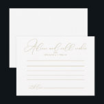 Postale Carte de conseils de mariage chic de classe or<br><div class="desc">Cette carte de conseils de mariage chic de classe or est parfaite pour un mariage rustique. Le design simple et élégant présente une typographie classique et fantaisiste en or. Ces cartes sont parfaites pour un mariage, une douche de mariée, une baby shower, une fête de remise de diplôme & plus...</div>