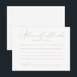 Postale Carte de conseils de mariage chic de classe or<br><div class="desc">Cette carte de conseils de mariage chic de classe or est parfaite pour un mariage rustique. Le design simple et élégant présente une typographie classique et fantaisiste en or. Ces cartes sont parfaites pour un mariage, une douche de mariée, une baby shower, une fête de remise de diplôme & plus...</div>
