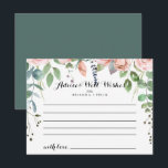 Postale Carte de conseils de mariage floral de brise d'été<br><div class="desc">Cette carte de conseils de mariage floral de brise d'été est parfaite pour un mariage rustique. Le design présente des fleurs de rose à l'aquarelle peintes à la main rose, blush, violet avec un feuillage vert. Ces cartes sont parfaites pour un mariage, une douche de mariée, une douche de bébé,...</div>