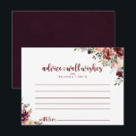 Postale Carte de conseils de mariage floral d'été rustique<br><div class="desc">Cette carte de conseils de mariage floral d'été rustique est parfaite pour un mariage moderne. Le design présente des fleurs aquarelles bordeaux, roses et blush avec des feuilles vertes sur un fond brunâtre. Ces cartes sont parfaites pour un mariage, une douche de mariée, une baby shower, une fête de remise...</div>