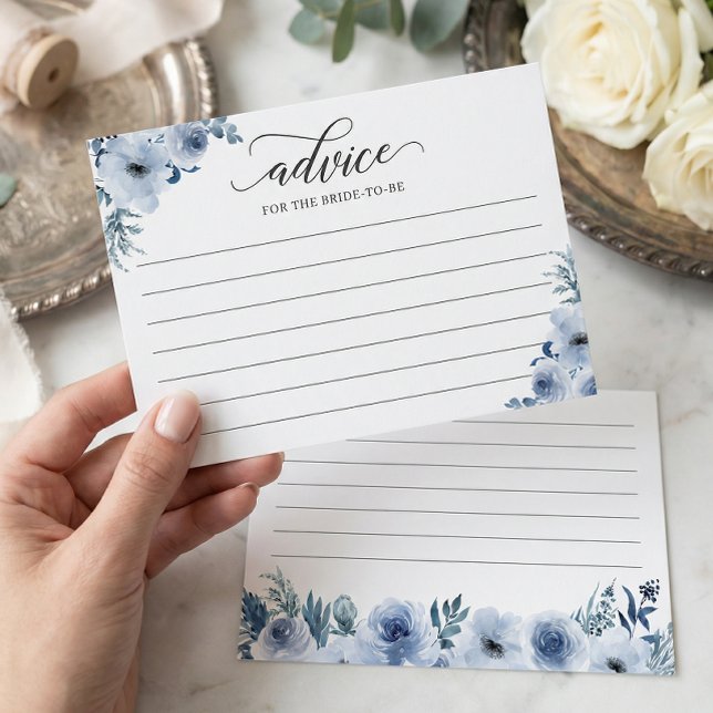 Postale Carte de conseils et de vœux Fleurs Bleu Poussiére (Créateur téléchargé)