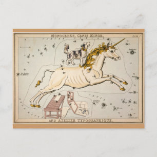 Postale Carte de constellation de l'étoile Unicorne vintag