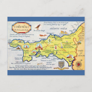 Postale Carte de Cornouailles Angleterre illustrée de mani