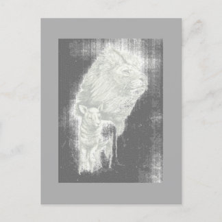 Postale Carte de coucher de soleil Lion & Lampe
