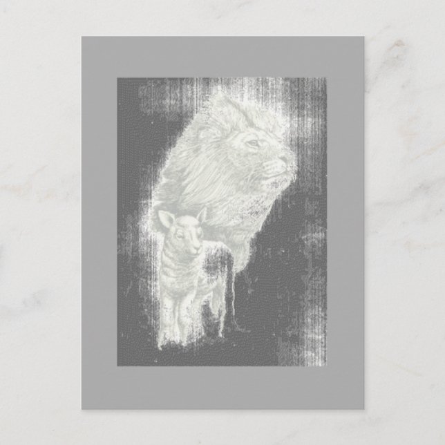 Postale Carte de coucher de soleil Lion & Lampe (Devant)